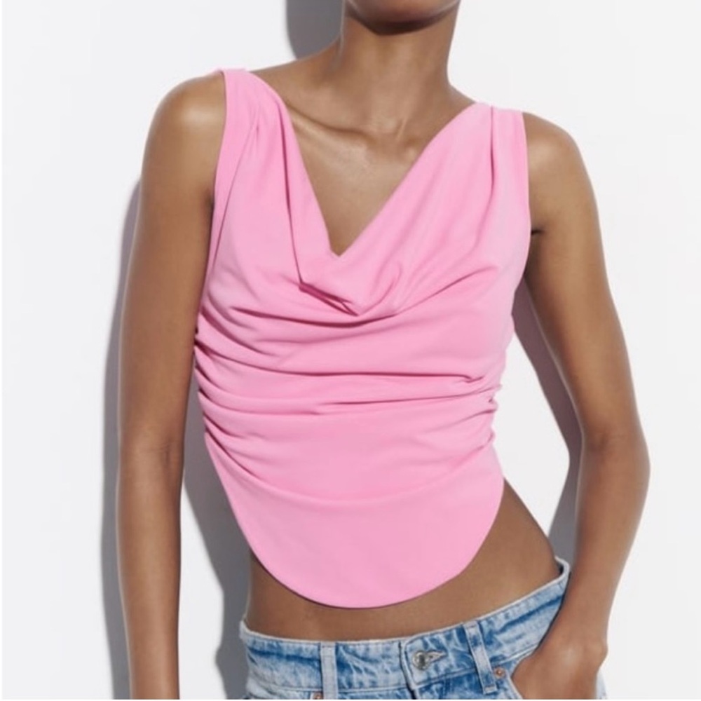 Zara pink Crop top. Size Medium.